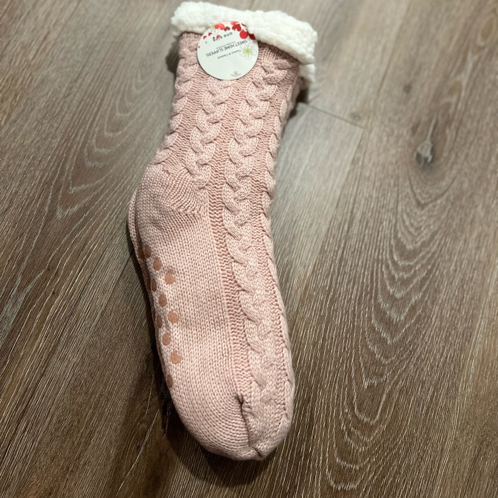 Pink fuzzy socks